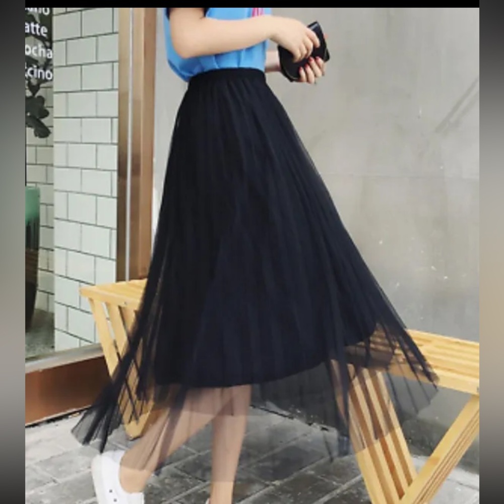 tulle pleaded skirt